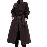 Coffe brown winter and autumn cashmere wool long coats - FashionByTeresa